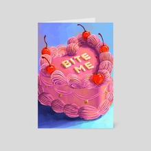 Bite me Sassy heart shaped pink cake - Card pack by Victoria Georgieva