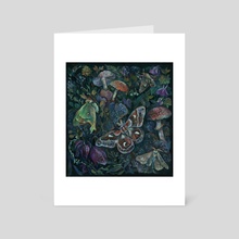 Atlas Moth Mushroom Garden - Art Card by Clara  McAllister 
