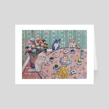 Kitty Tea Party - Art Card by pechebo 