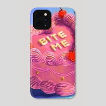 Bite me Sassy heart shaped pink cake - Phone Case by Victoria Georgieva