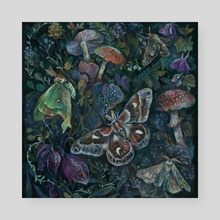 Atlas Moth Mushroom Garden - Poster by Clara  McAllister 