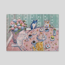 Kitty Tea Party - Acrylic by pechebo 